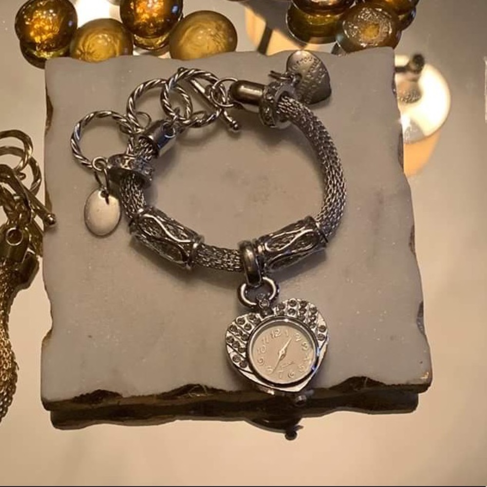 Heart shaped charm bracelet watch